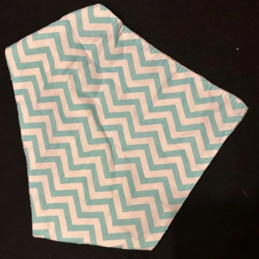 Aqua Chevron Bandana Bib & Teething Ring Set 7388 Handmade NWT Boutique